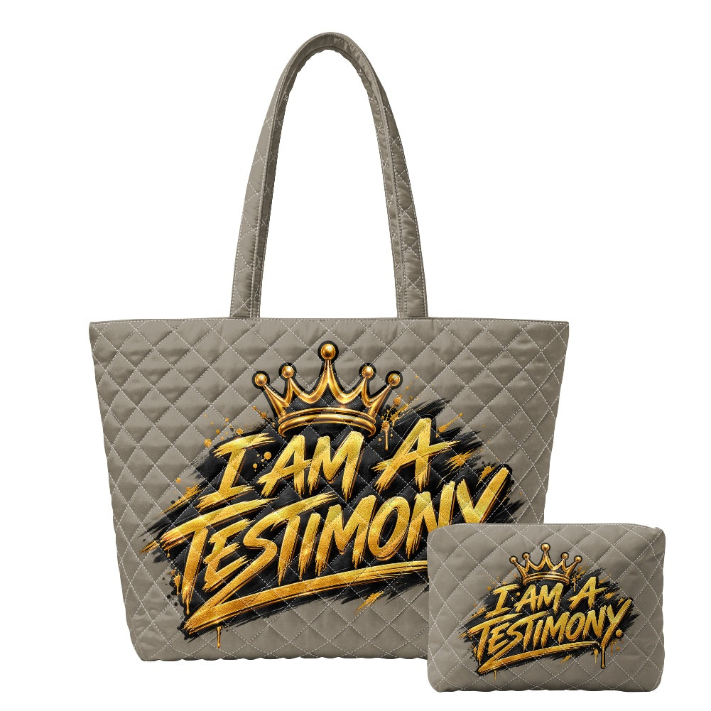 THE TESTIMONY CARRYALL™ Urban Lux Quilted Tote & Pouch Set