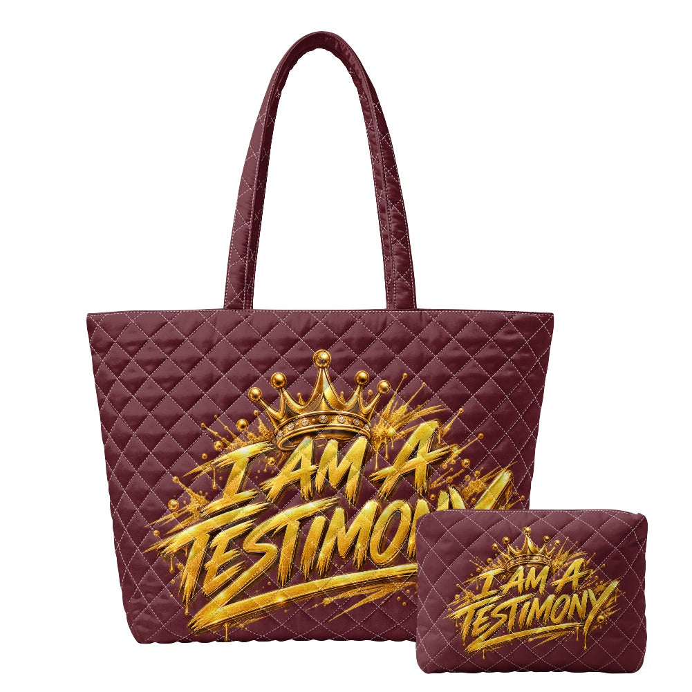 THE TESTIMONY CARRYALL™ Urban Lux Quilted Tote & Pouch Set