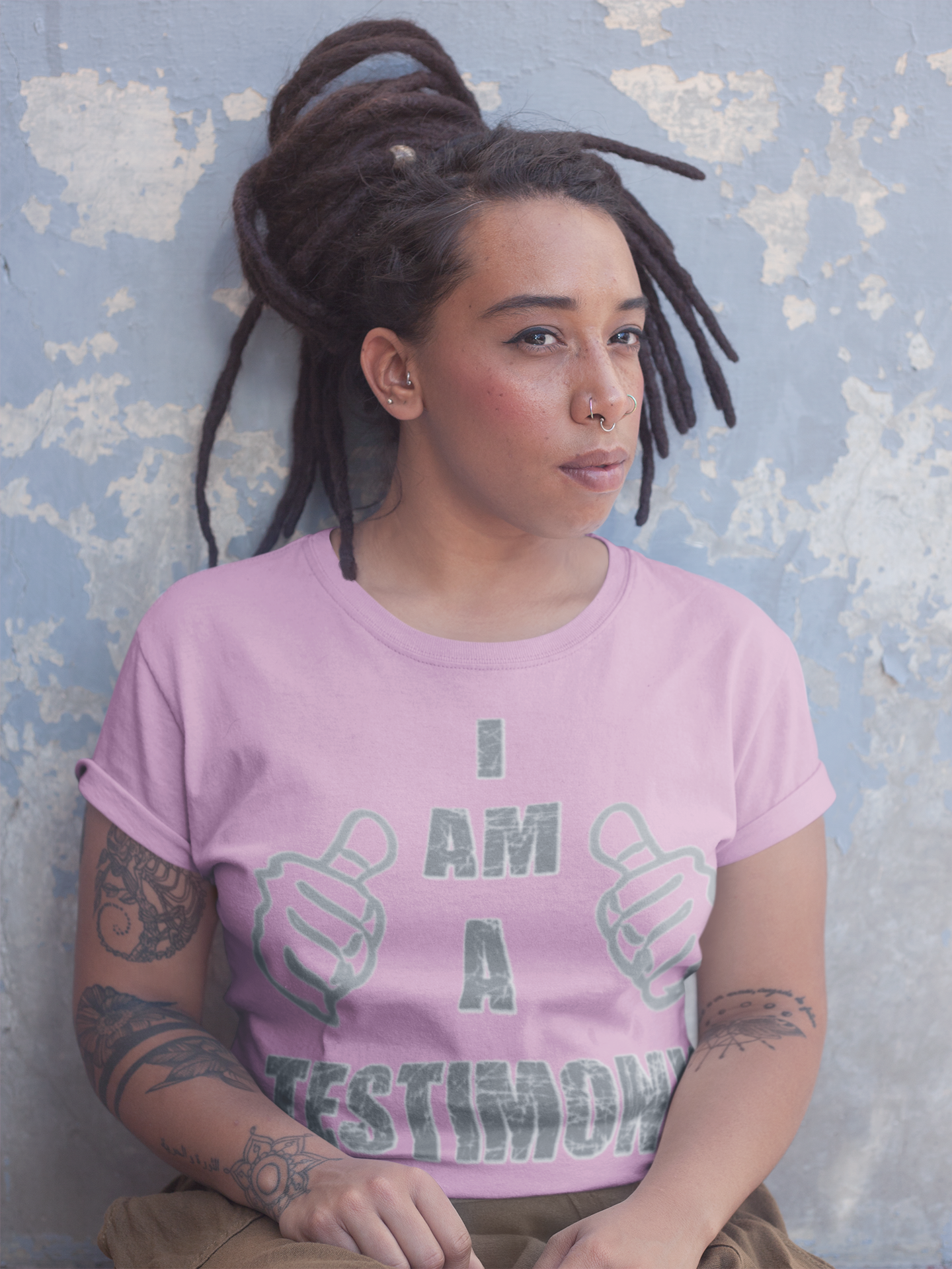 I AM A TESTIMONY TEE - PINK