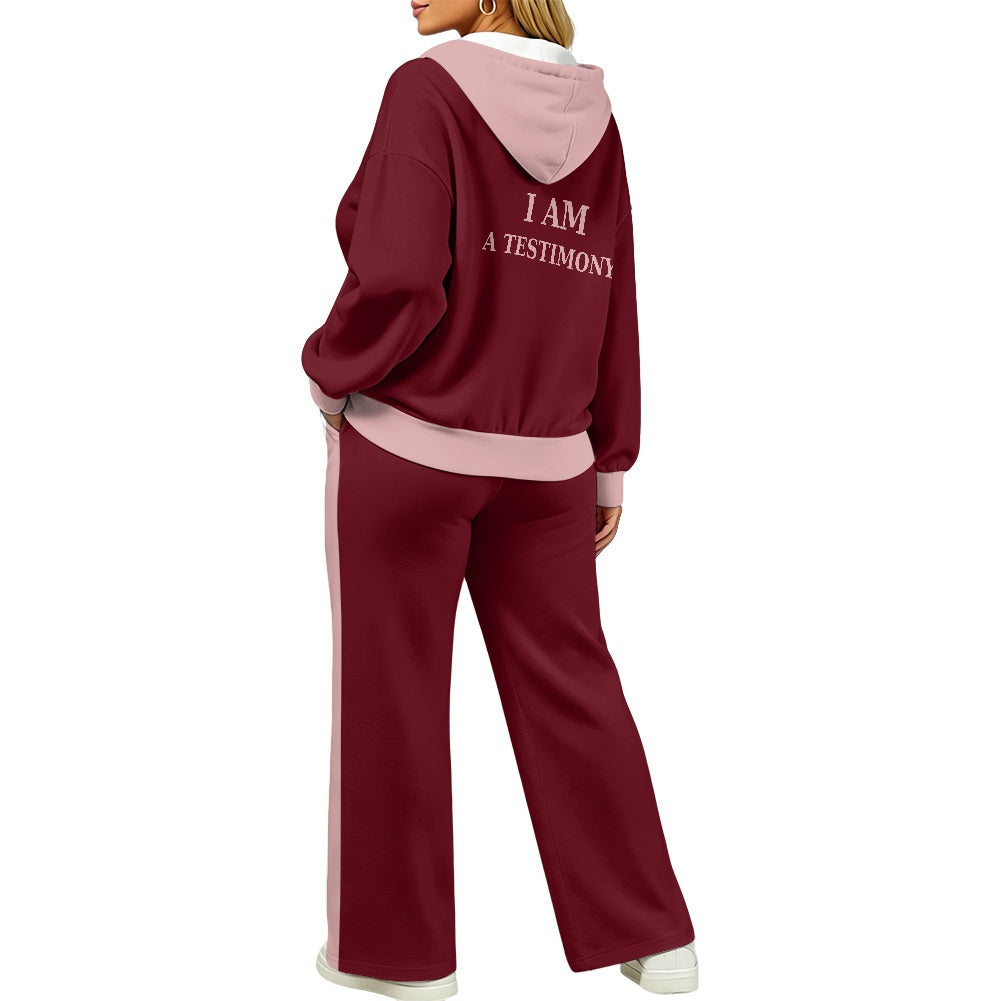 THE SIGNATURE LEISURE™ Women's Lux Hooded Cardigan & Wide-Leg Set