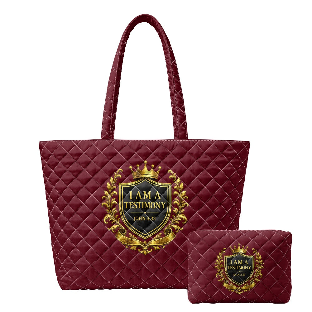Quilted shoulder bag/storage bag 2-piece set