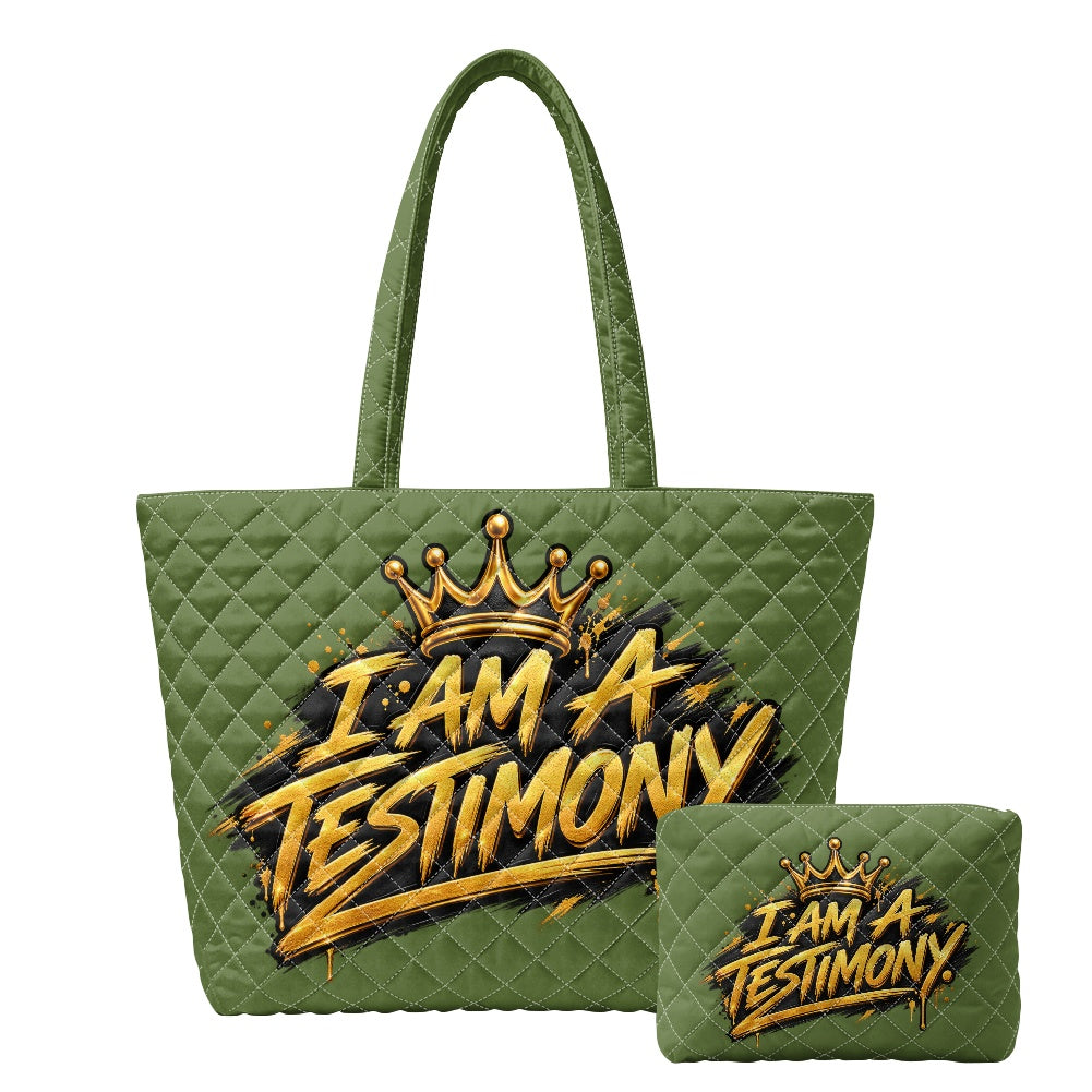 THE TESTIMONY CARRYALL™  Urban Lux Quilted Tote & Pouch Set