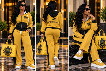 THE SIGNATURE LEISURE™ Women's Lux Hooded Cardigan & Wide-Leg Set