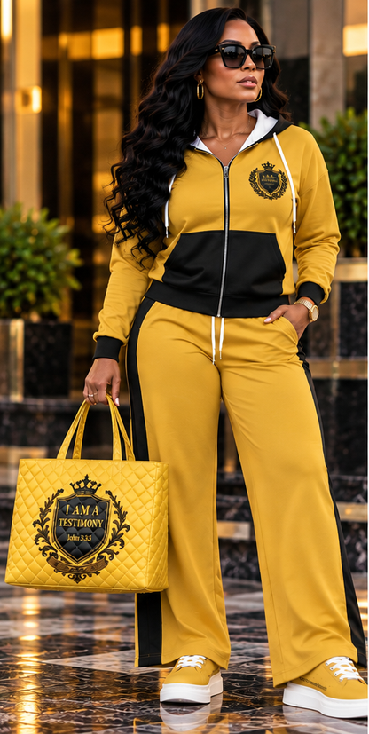 THE SIGNATURE LEISURE™ Women's Lux Hooded Cardigan & Wide-Leg Set