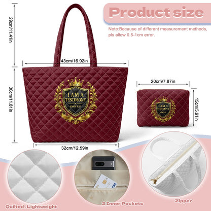 Quilted shoulder bag/storage bag 2-piece set