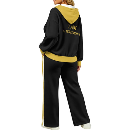 THE SIGNATURE LEISURE™ Women's Lux Hooded Cardigan & Wide-Leg Set