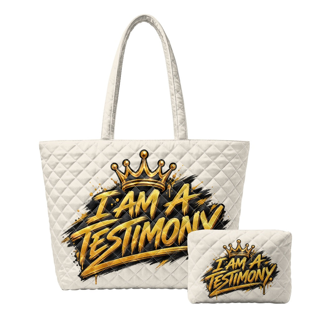 THE TESTIMONY CARRYALL™  Urban Lux Quilted Tote & Pouch Set