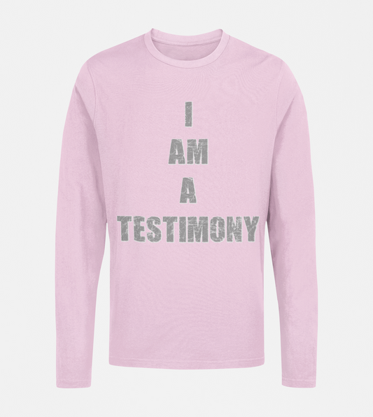 I AM A TESTIMONY LS TEE - PINK